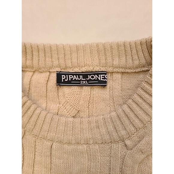 PJ Paul Jones Sweater Men 2XL Cable Sweater Beige NWT - Picture 3 of 6